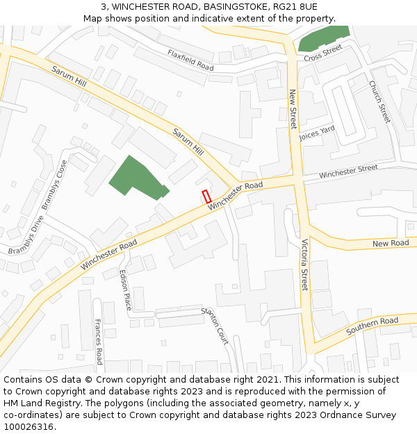 3, WINCHESTER ROAD, BASINGSTOKE, RG21 8UE: Location map and indicative extent of plot