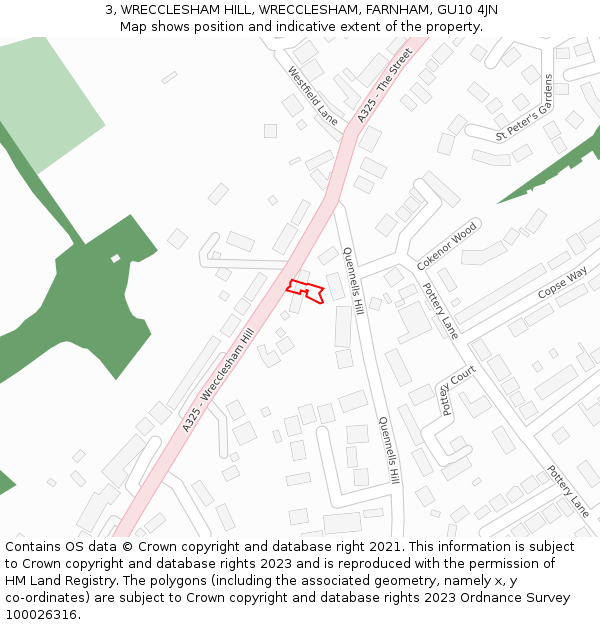 3, WRECCLESHAM HILL, WRECCLESHAM, FARNHAM, GU10 4JN: Location map and indicative extent of plot