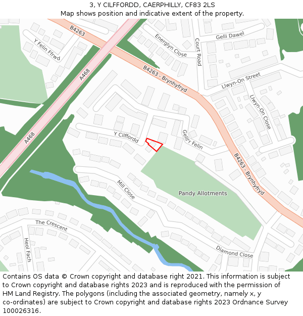 3, Y CILFFORDD, CAERPHILLY, CF83 2LS: Location map and indicative extent of plot