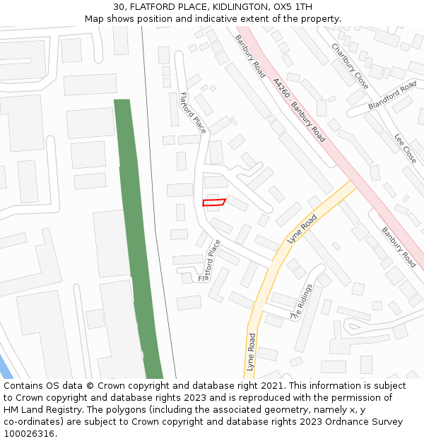 30, FLATFORD PLACE, KIDLINGTON, OX5 1TH: Location map and indicative extent of plot