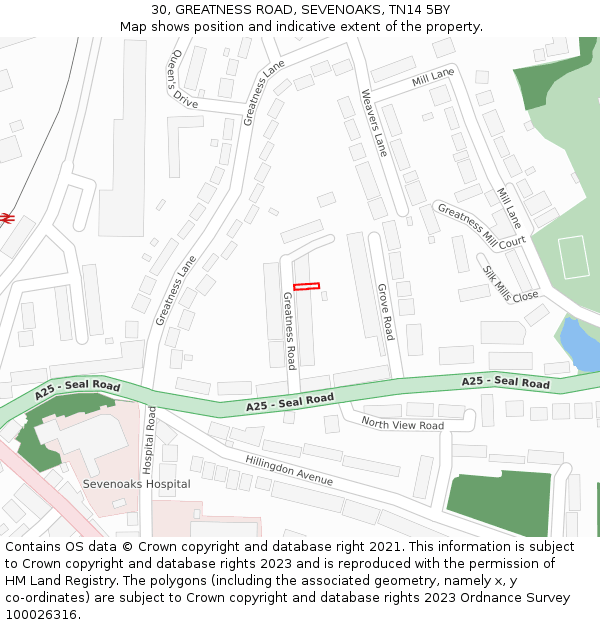 30, GREATNESS ROAD, SEVENOAKS, TN14 5BY: Location map and indicative extent of plot