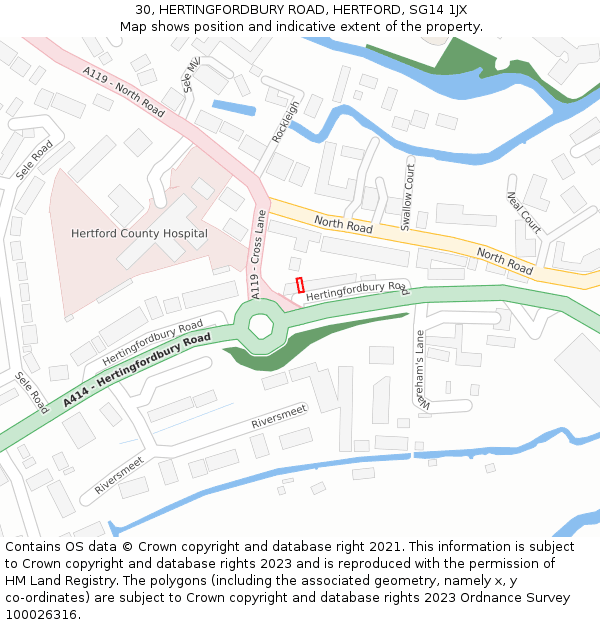 30, HERTINGFORDBURY ROAD, HERTFORD, SG14 1JX: Location map and indicative extent of plot