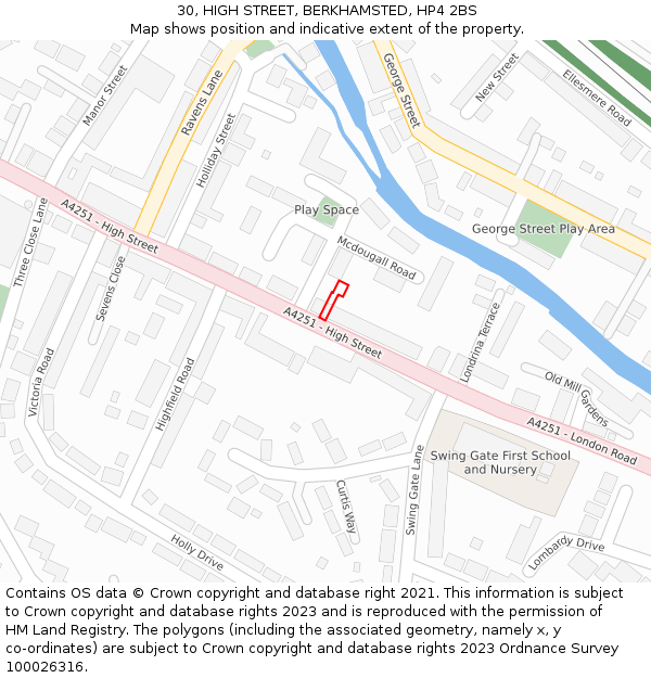 30, HIGH STREET, BERKHAMSTED, HP4 2BS: Location map and indicative extent of plot
