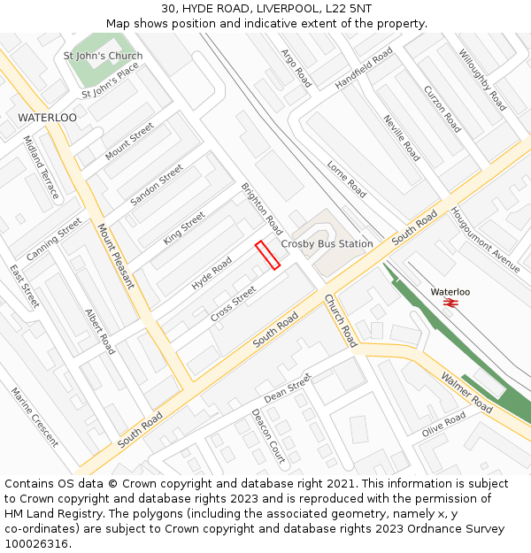 30, HYDE ROAD, LIVERPOOL, L22 5NT: Location map and indicative extent of plot