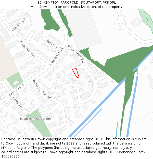 30, KEMPTON PARK FOLD, SOUTHPORT, PR8 5PL: Location map and indicative extent of plot