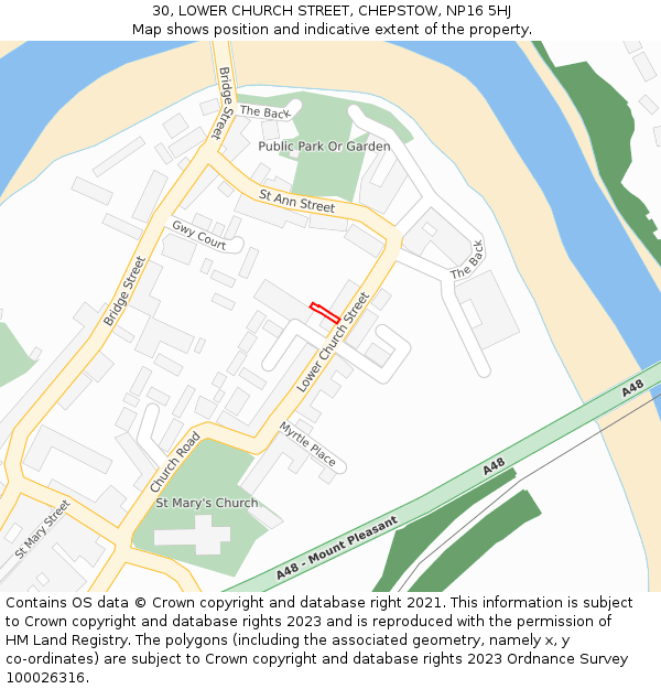 30, LOWER CHURCH STREET, CHEPSTOW, NP16 5HJ: Location map and indicative extent of plot