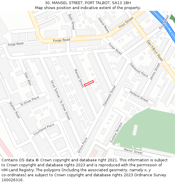 30, MANSEL STREET, PORT TALBOT, SA13 1BH: Location map and indicative extent of plot