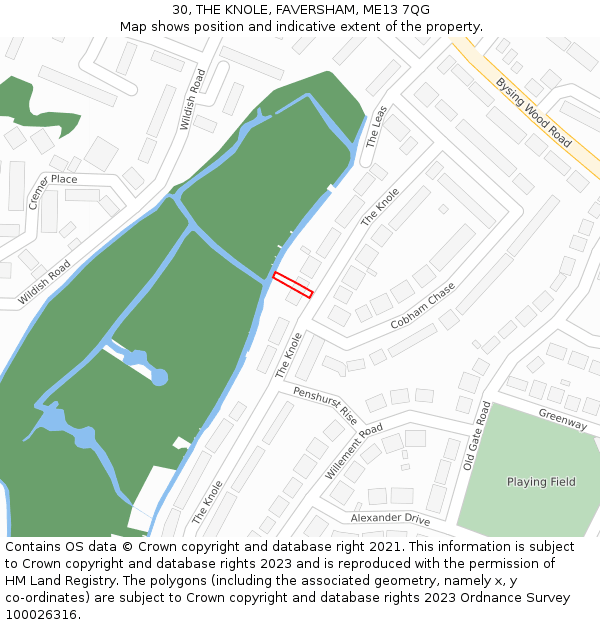 30, THE KNOLE, FAVERSHAM, ME13 7QG: Location map and indicative extent of plot