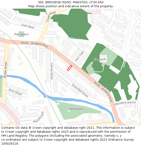 300, BRIDGEND ROAD, MAESTEG, CF34 0AX: Location map and indicative extent of plot