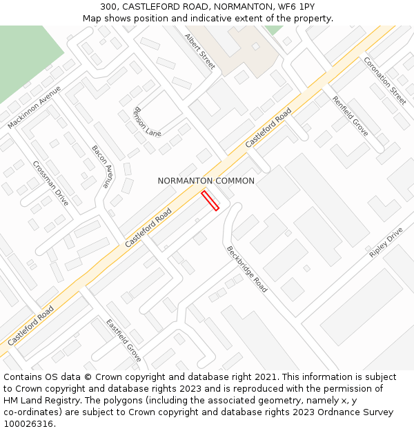 300, CASTLEFORD ROAD, NORMANTON, WF6 1PY: Location map and indicative extent of plot