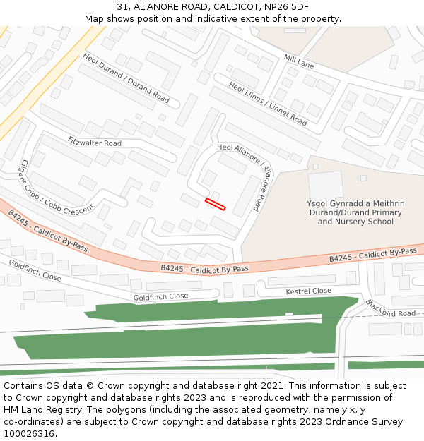 31, ALIANORE ROAD, CALDICOT, NP26 5DF: Location map and indicative extent of plot