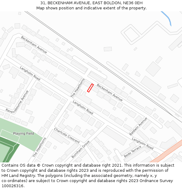 31, BECKENHAM AVENUE, EAST BOLDON, NE36 0EH: Location map and indicative extent of plot