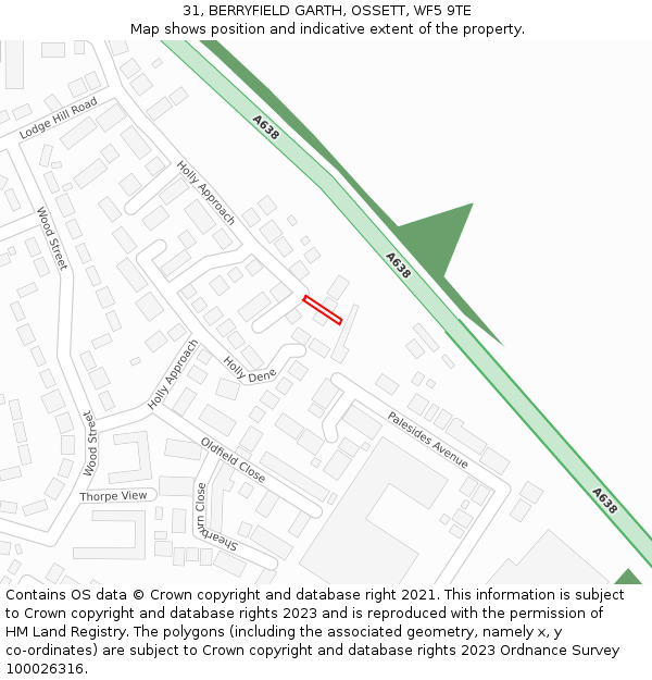 31, BERRYFIELD GARTH, OSSETT, WF5 9TE: Location map and indicative extent of plot