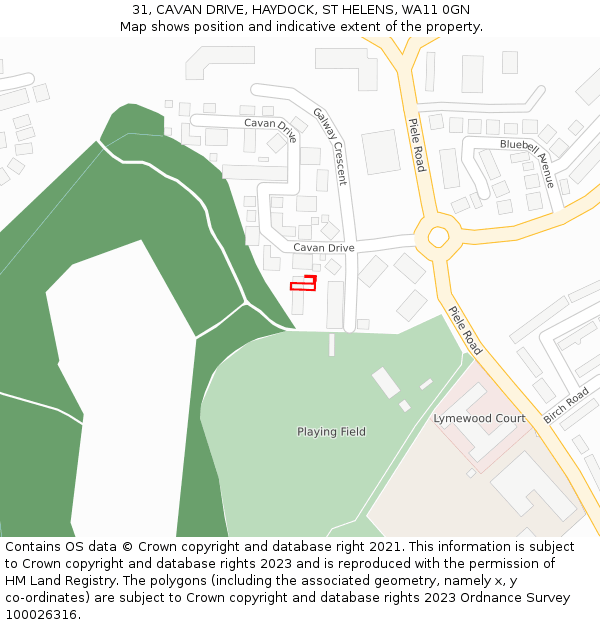31, CAVAN DRIVE, HAYDOCK, ST HELENS, WA11 0GN: Location map and indicative extent of plot