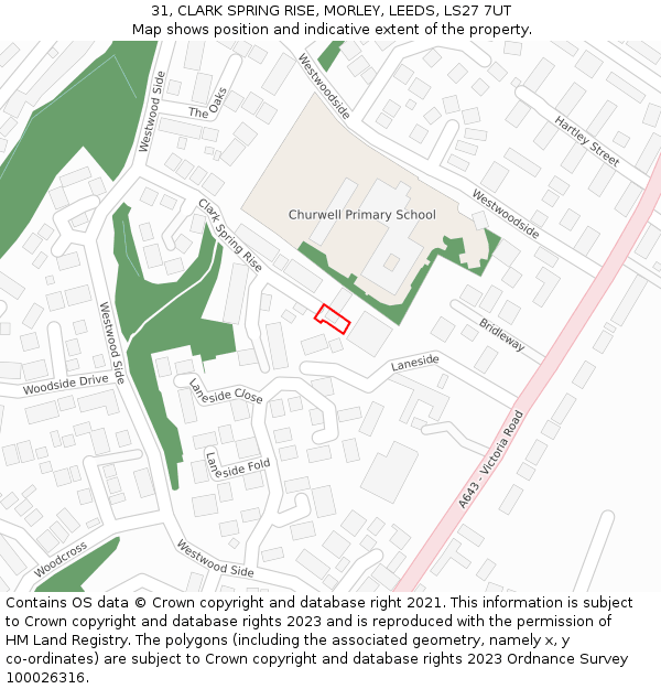 31, CLARK SPRING RISE, MORLEY, LEEDS, LS27 7UT: Location map and indicative extent of plot
