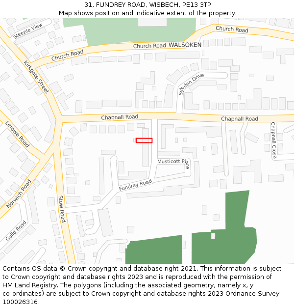 31, FUNDREY ROAD, WISBECH, PE13 3TP: Location map and indicative extent of plot