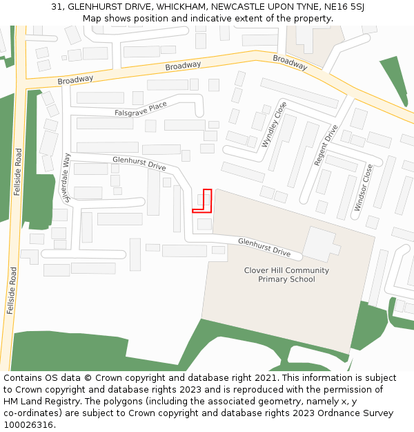 31, GLENHURST DRIVE, WHICKHAM, NEWCASTLE UPON TYNE, NE16 5SJ: Location map and indicative extent of plot