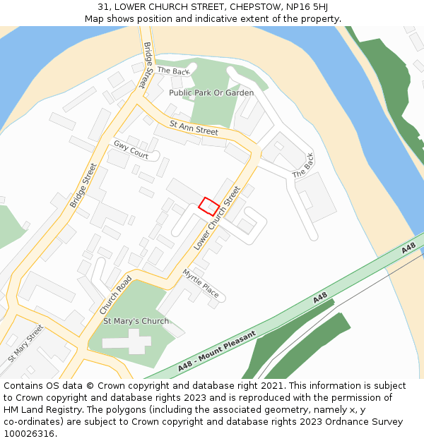 31, LOWER CHURCH STREET, CHEPSTOW, NP16 5HJ: Location map and indicative extent of plot