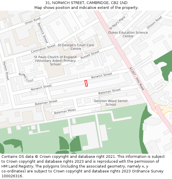 31, NORWICH STREET, CAMBRIDGE, CB2 1ND: Location map and indicative extent of plot