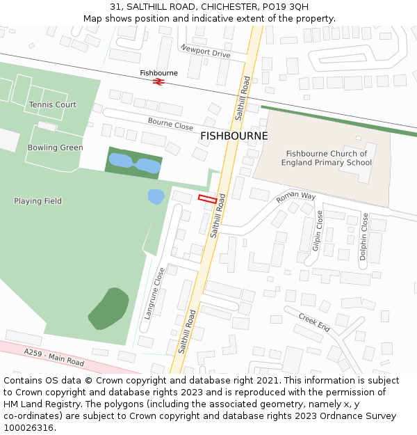 31, SALTHILL ROAD, CHICHESTER, PO19 3QH: Location map and indicative extent of plot