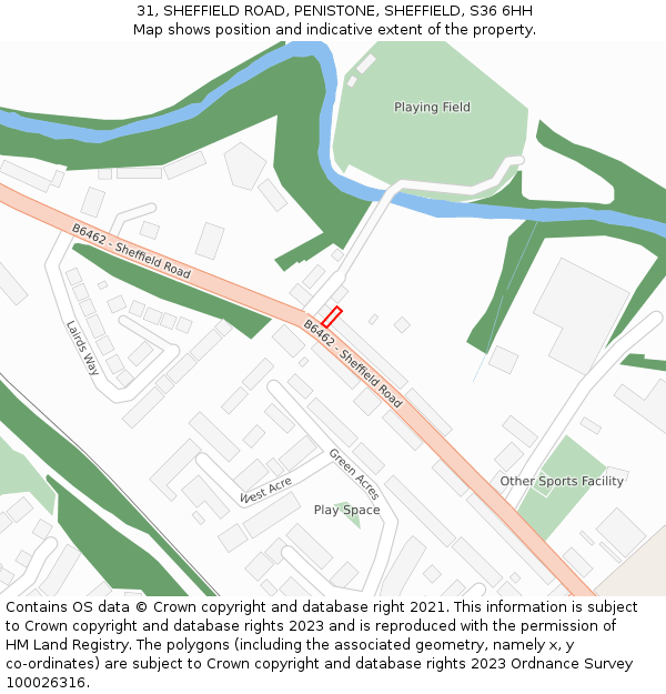 31, SHEFFIELD ROAD, PENISTONE, SHEFFIELD, S36 6HH: Location map and indicative extent of plot