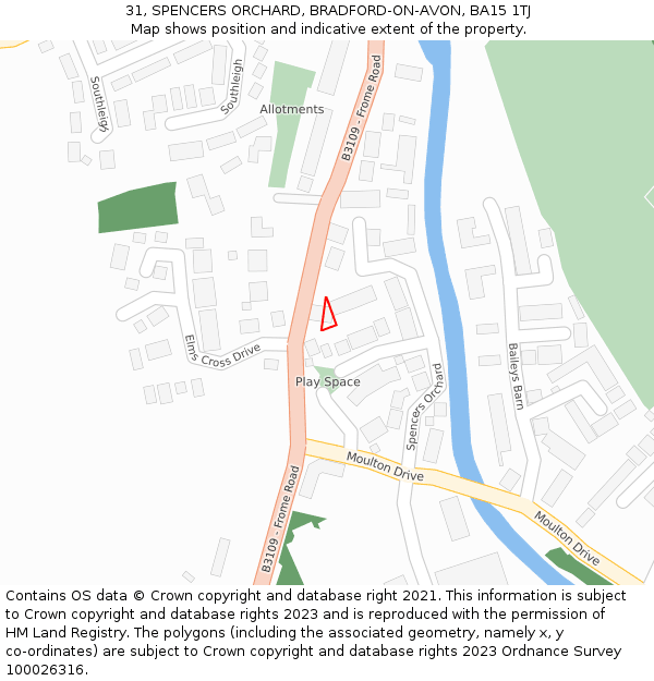 31, SPENCERS ORCHARD, BRADFORD-ON-AVON, BA15 1TJ: Location map and indicative extent of plot