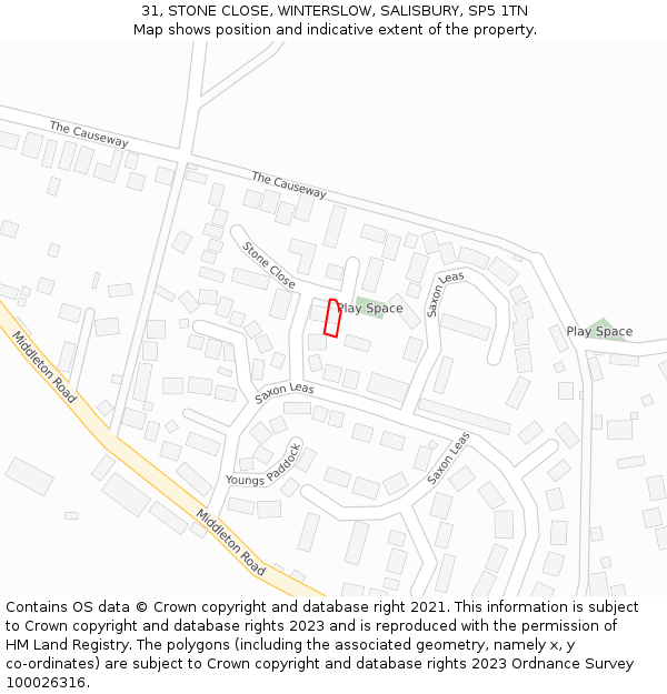 31, STONE CLOSE, WINTERSLOW, SALISBURY, SP5 1TN: Location map and indicative extent of plot