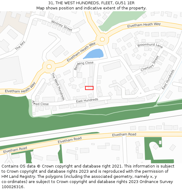 31, THE WEST HUNDREDS, FLEET, GU51 1ER: Location map and indicative extent of plot