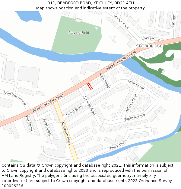 311, BRADFORD ROAD, KEIGHLEY, BD21 4EH: Location map and indicative extent of plot