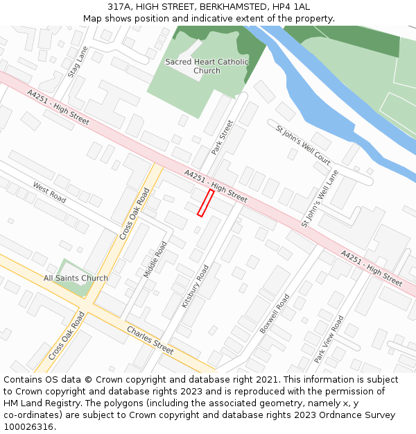 317A, HIGH STREET, BERKHAMSTED, HP4 1AL: Location map and indicative extent of plot