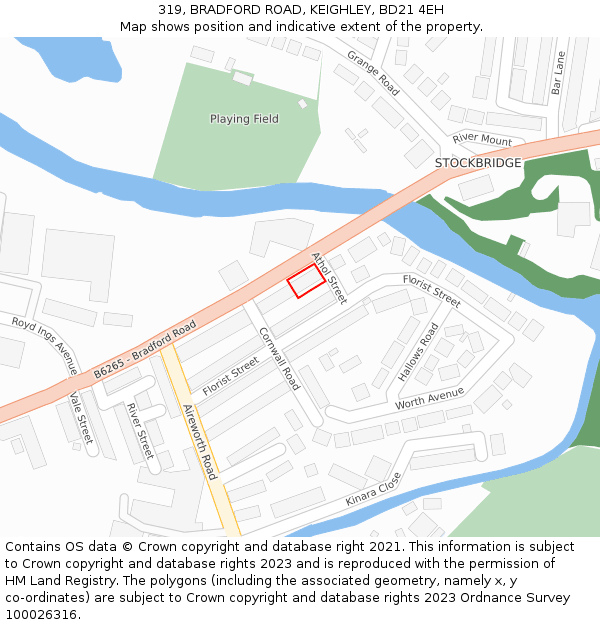 319, BRADFORD ROAD, KEIGHLEY, BD21 4EH: Location map and indicative extent of plot