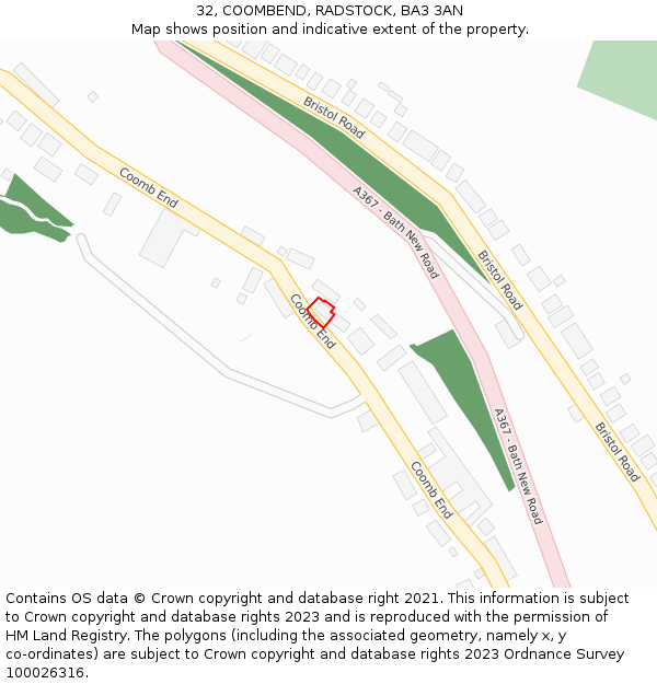 32, COOMBEND, RADSTOCK, BA3 3AN: Location map and indicative extent of plot