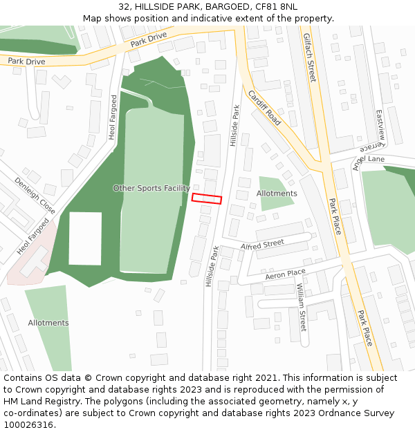 32, HILLSIDE PARK, BARGOED, CF81 8NL: Location map and indicative extent of plot
