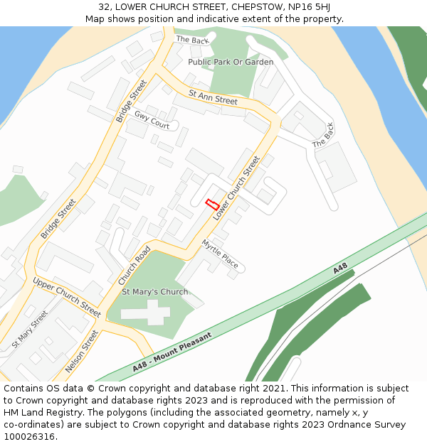 32, LOWER CHURCH STREET, CHEPSTOW, NP16 5HJ: Location map and indicative extent of plot