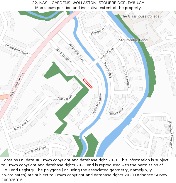 32, NASH GARDENS, WOLLASTON, STOURBRIDGE, DY8 4GA: Location map and indicative extent of plot