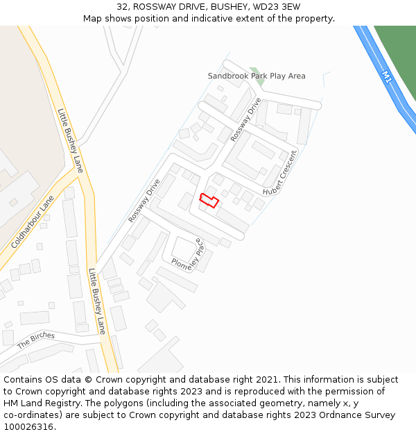 32, ROSSWAY DRIVE, BUSHEY, WD23 3EW: Location map and indicative extent of plot