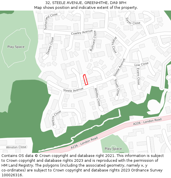 32, STEELE AVENUE, GREENHITHE, DA9 9PH: Location map and indicative extent of plot