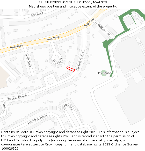 32, STURGESS AVENUE, LONDON, NW4 3TS: Location map and indicative extent of plot