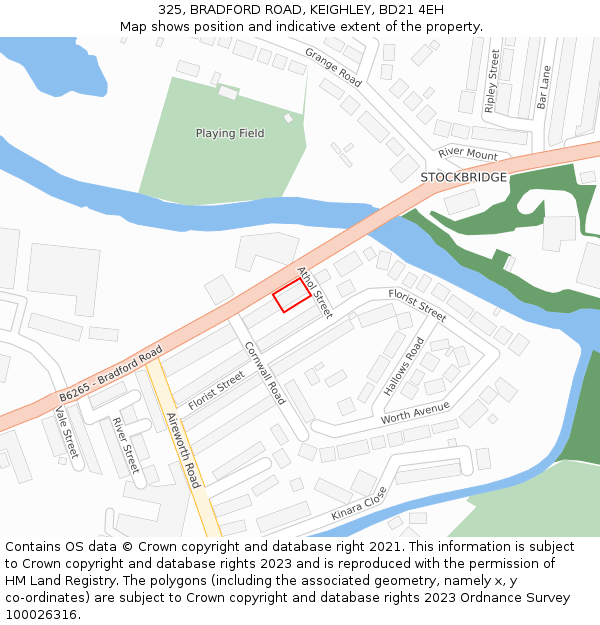 325, BRADFORD ROAD, KEIGHLEY, BD21 4EH: Location map and indicative extent of plot