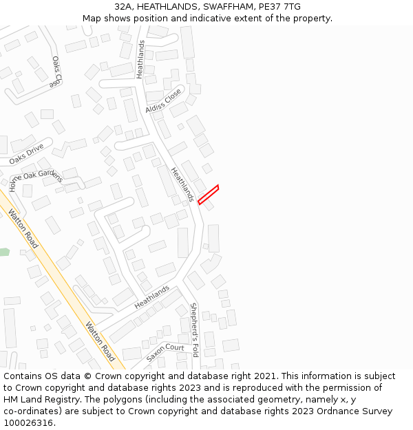 32A, HEATHLANDS, SWAFFHAM, PE37 7TG: Location map and indicative extent of plot