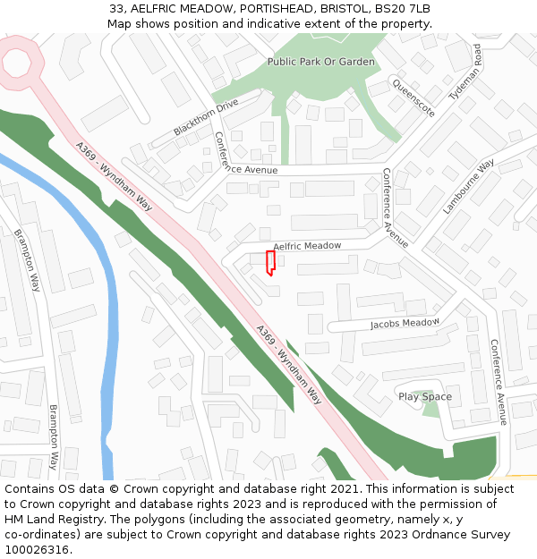 33, AELFRIC MEADOW, PORTISHEAD, BRISTOL, BS20 7LB: Location map and indicative extent of plot