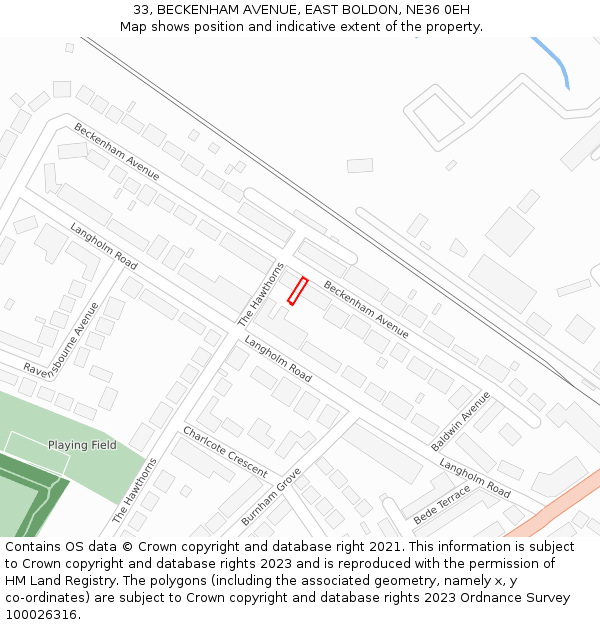 33, BECKENHAM AVENUE, EAST BOLDON, NE36 0EH: Location map and indicative extent of plot