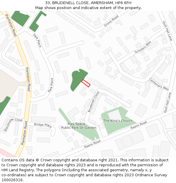 33, BRUDENELL CLOSE, AMERSHAM, HP6 6FH: Location map and indicative extent of plot