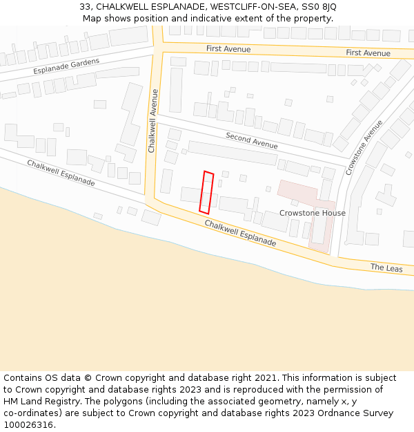 33, CHALKWELL ESPLANADE, WESTCLIFF-ON-SEA, SS0 8JQ: Location map and indicative extent of plot