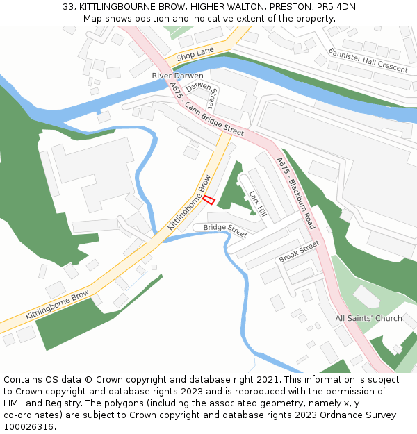 33, KITTLINGBOURNE BROW, HIGHER WALTON, PRESTON, PR5 4DN: Location map and indicative extent of plot