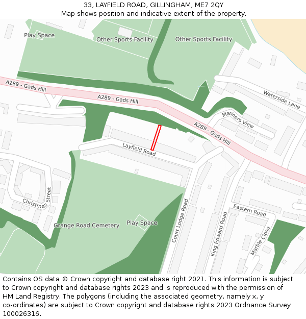 33, LAYFIELD ROAD, GILLINGHAM, ME7 2QY: Location map and indicative extent of plot