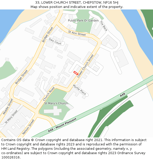 33, LOWER CHURCH STREET, CHEPSTOW, NP16 5HJ: Location map and indicative extent of plot