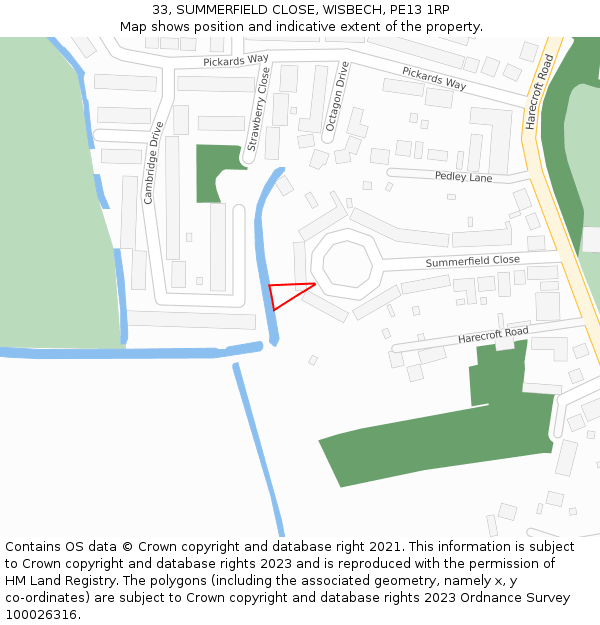 33, SUMMERFIELD CLOSE, WISBECH, PE13 1RP: Location map and indicative extent of plot