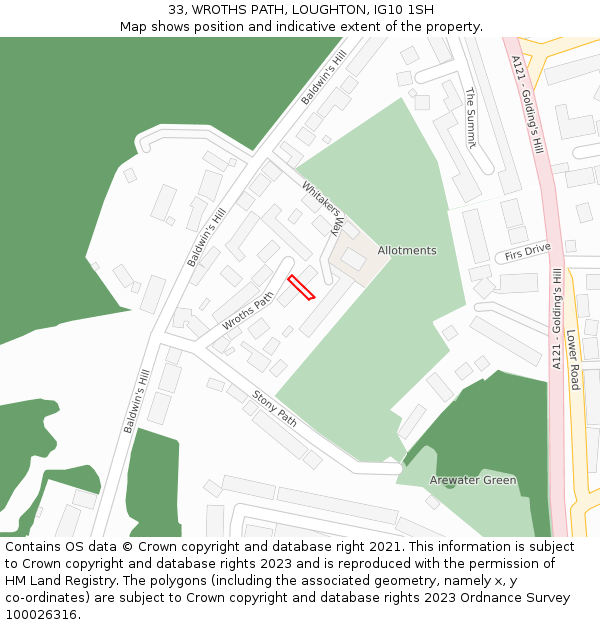33, WROTHS PATH, LOUGHTON, IG10 1SH: Location map and indicative extent of plot