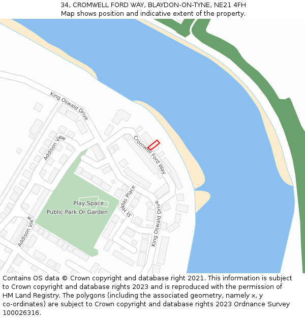 34, CROMWELL FORD WAY, BLAYDON-ON-TYNE, NE21 4FH: Location map and indicative extent of plot